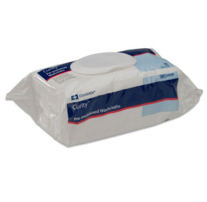 Pack of cleansing wipes with a resealable lid.