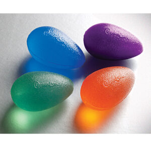 Four colorful translucent stones on a white surface.