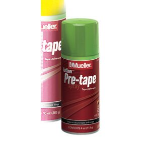 Two spray cans of 3M pre-tape, one with a green cap and one with a yellow cap.