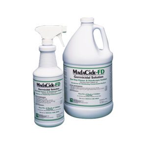 Bottles of MediCide FD hospital-grade disinfectant cleaner.