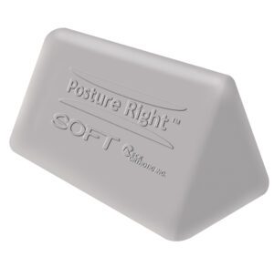 Triangular white posture support cushion with soft foam.