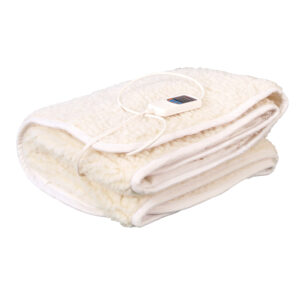 A neatly folded beige towel with a label on top.