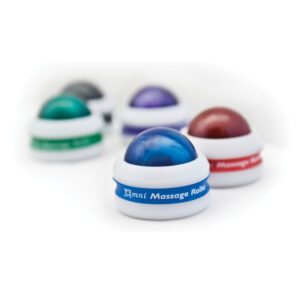 Colorful desk call bells with labels for different managers.