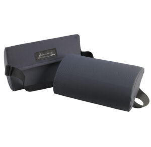 Two black fabric eyeglass cases, one open and one closed.