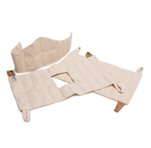 Foldable wooden and fabric pet ramp for easy access.