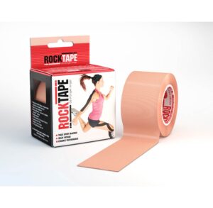A roll of RockTape kinesiology tape with its packaging.