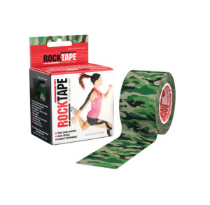 Roll of camouflage-patterned Rock Tape with packaging.