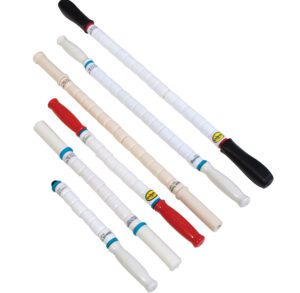 Set of fishing rod handles with various grip styles and colors.