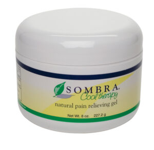 A container of Sombra natural pain relief gel.