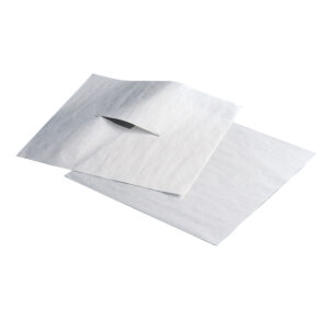 Two white disposable wipes on a white background.
