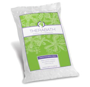 White Therabath exercise putty in a sealed plastic bag with green label.