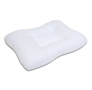 White ergonomic pillow with a contoured design.