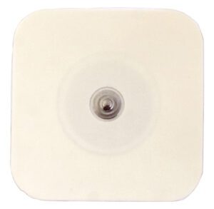 Square adhesive electrode pad with a metal connector in the center.