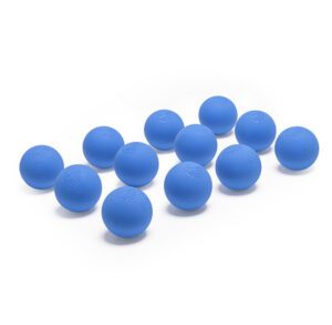 A group of blue billiard balls arranged on a white surface.