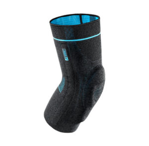 Black and blue ankle compression sleeve designed for support and comfort.